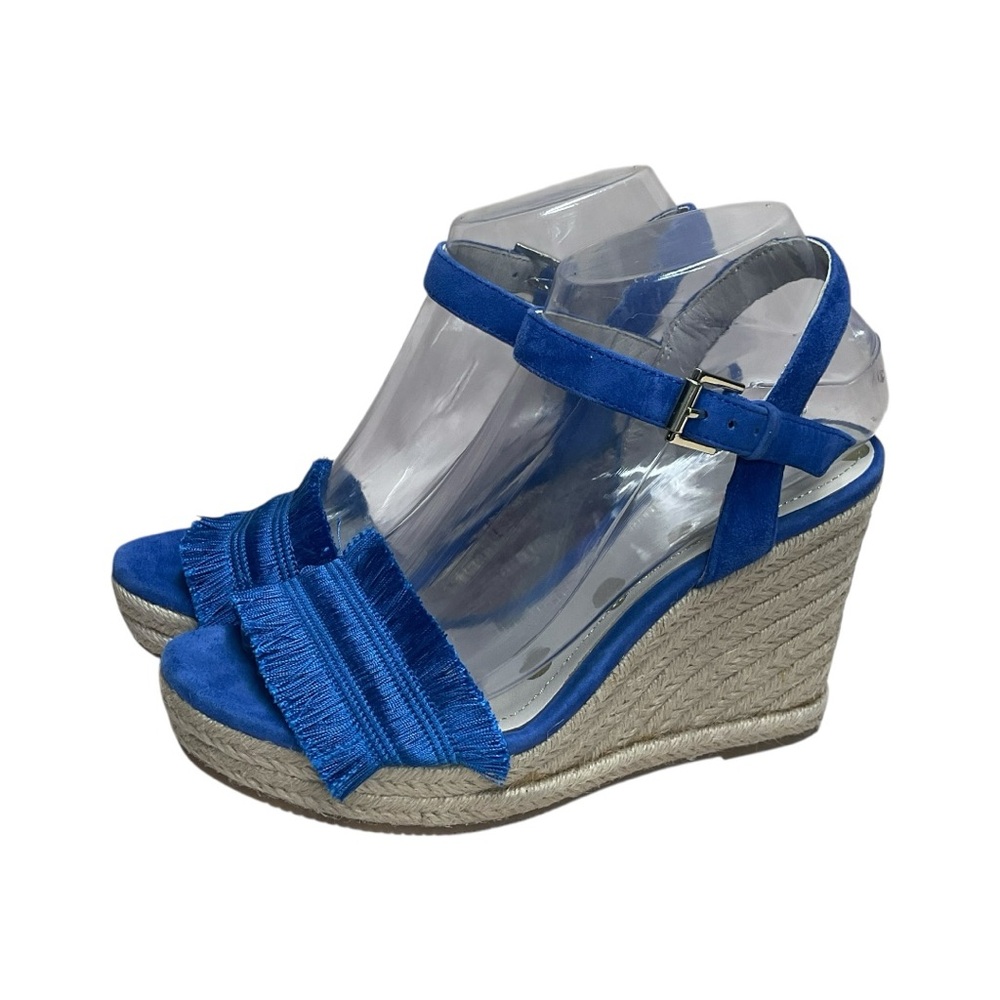 Boden Blue Laticia Spadrille Wedge Size 38 Vacation Resort Summer